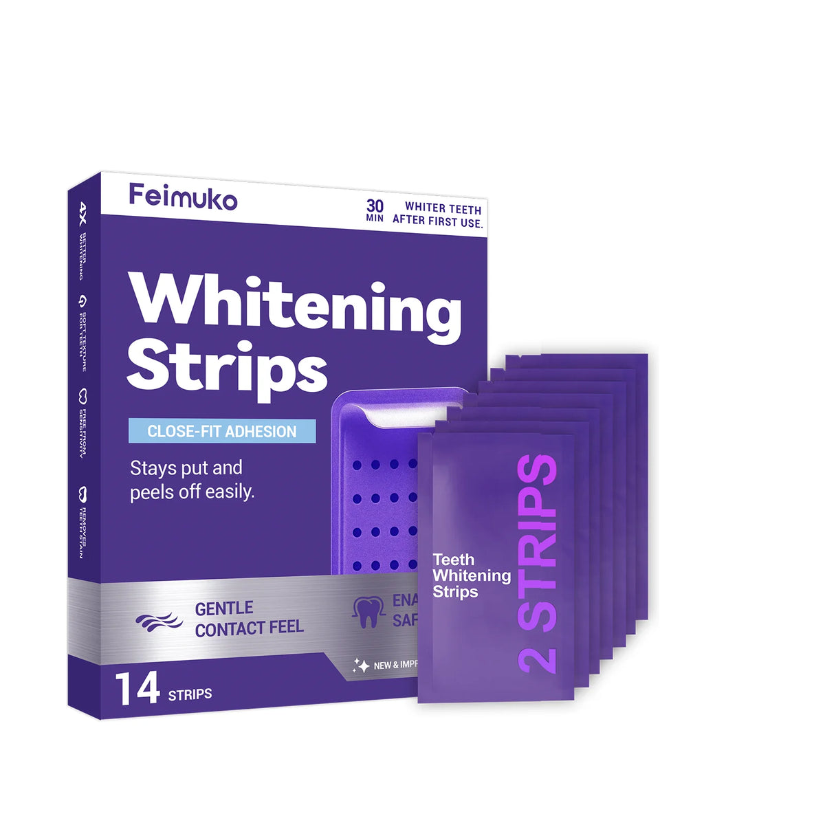 Purple Teeth Whitening Strips Oral Hygiene Fresh Breath Brighten Tooth Bleaching Long Lasting Oral Care Tooth Whitener Patches