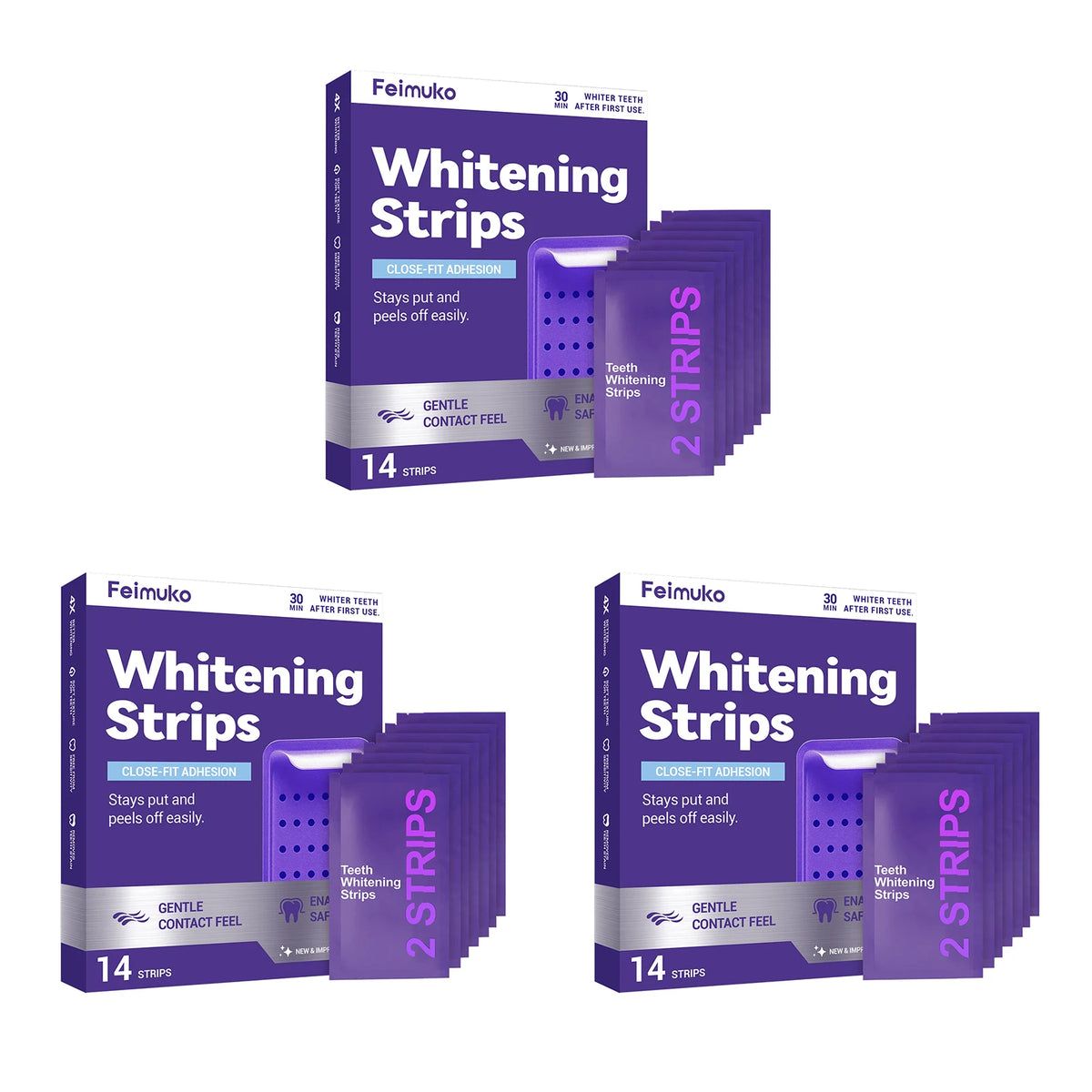 Purple Teeth Whitening Strips Oral Hygiene Fresh Breath Brighten Tooth Bleaching Long Lasting Oral Care Tooth Whitener Patches