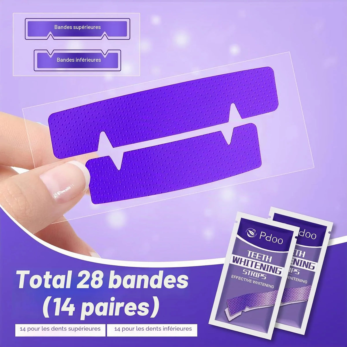 Bandes de Blanchiment Dentaire Violets 7 Jours