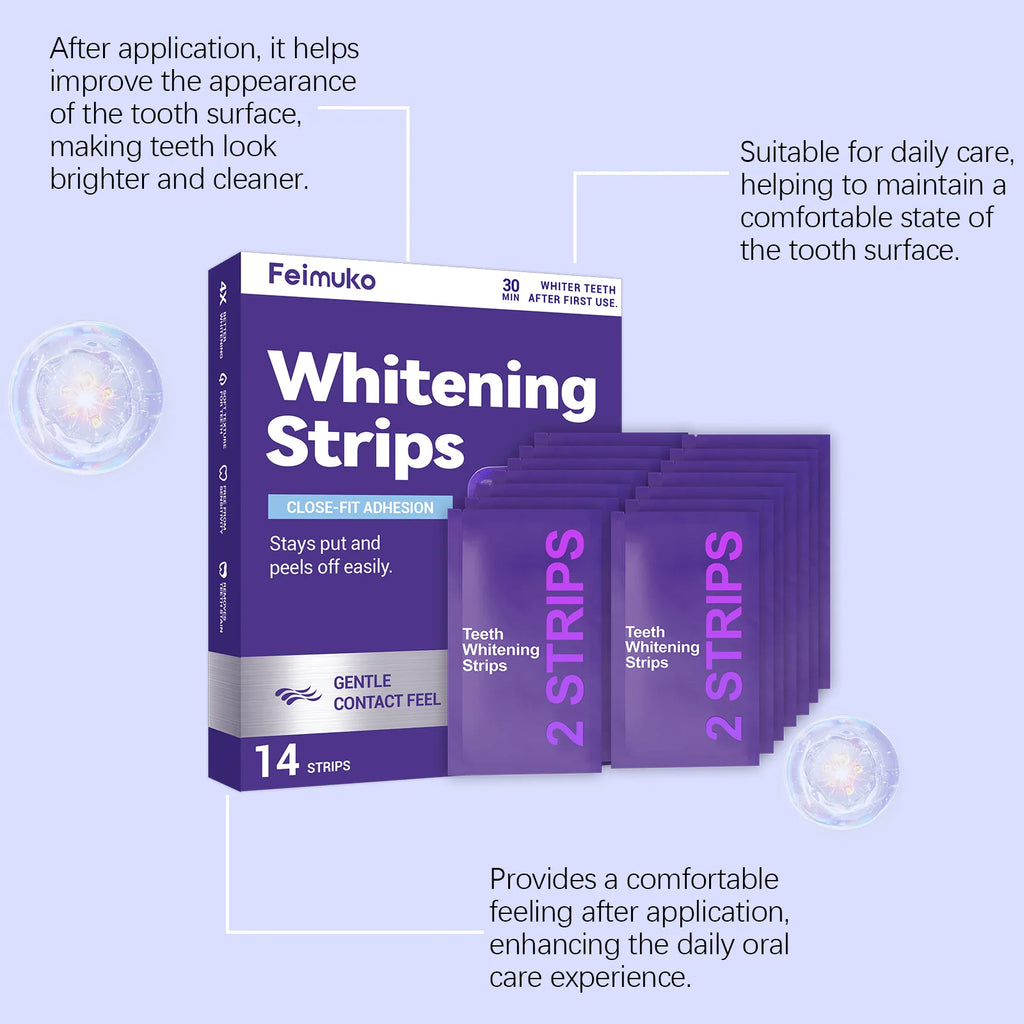 Purple Teeth Whitening Strips Oral Hygiene Fresh Breath Brighten Tooth Bleaching Long Lasting Oral Care Tooth Whitener Patches