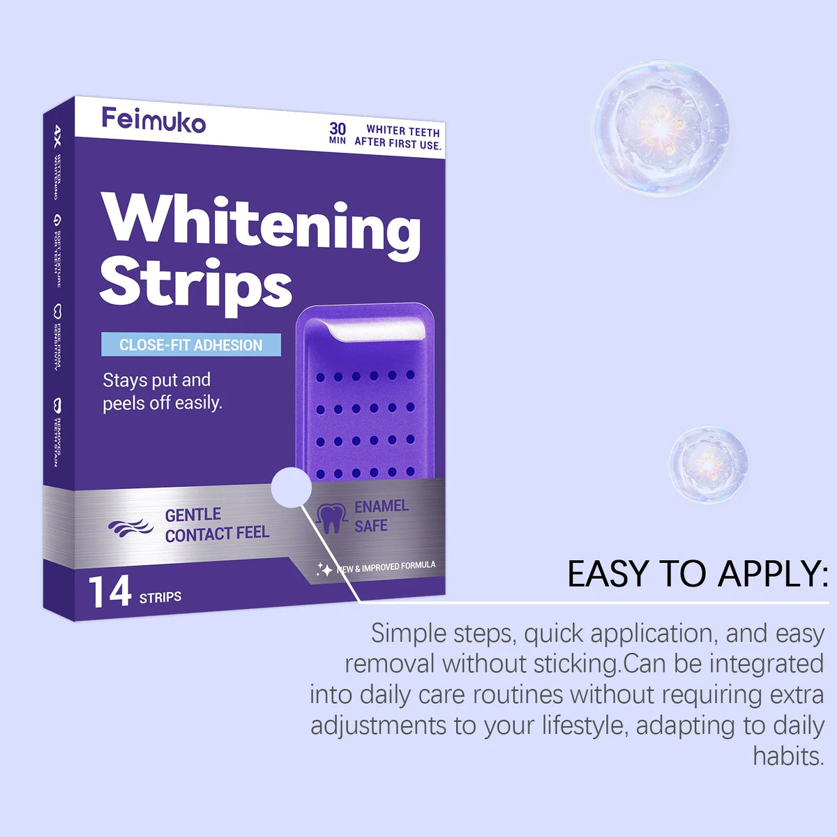 Purple Teeth Whitening Strips Oral Hygiene Fresh Breath Brighten Tooth Bleaching Long Lasting Oral Care Tooth Whitener Patches